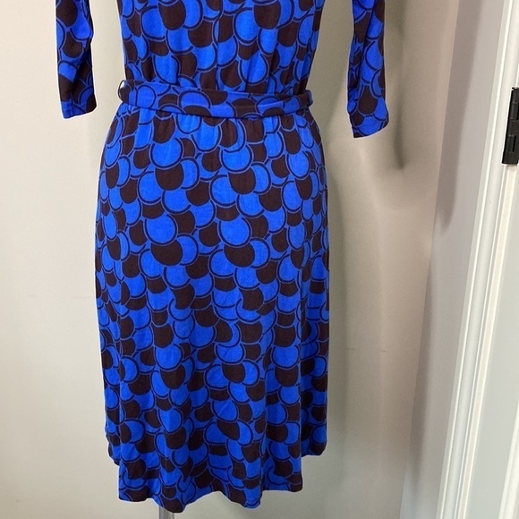 Boden Erica Navy Blue Jersey Dress with Belt Knee Length Geometric Size 4 - Picture 8 of 15